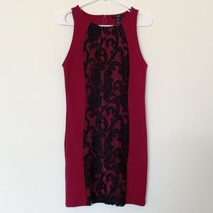Red & black lace dress